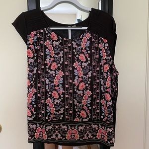 LC Lauren Conrad Black Floral Blouse